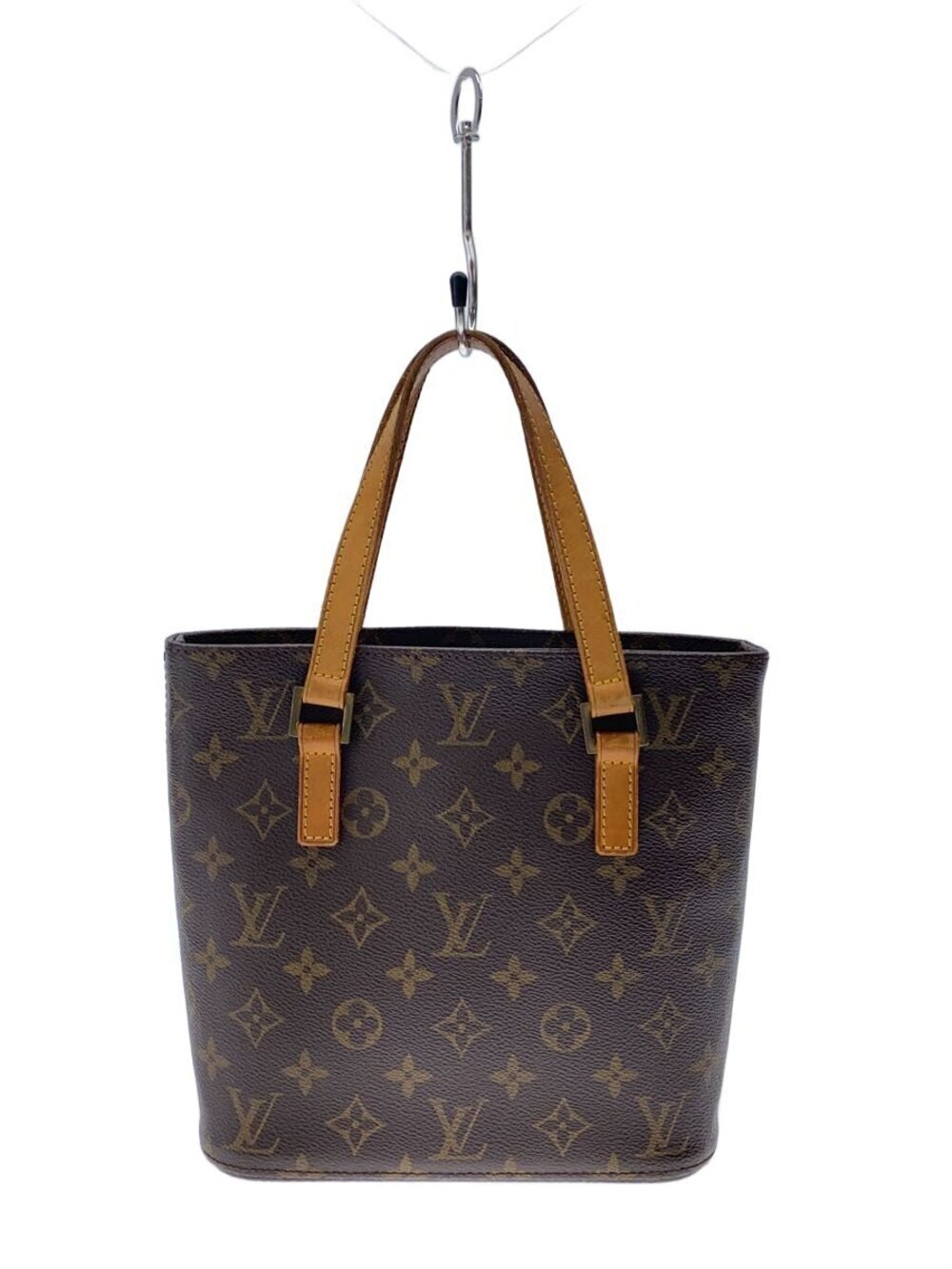 LOUIS VUITTON Tote Bag Leather Brown All over
